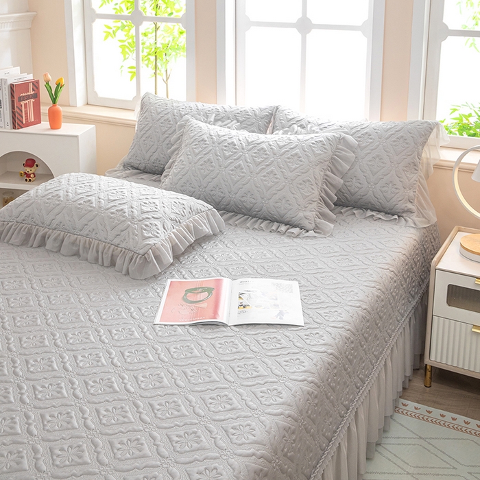 91家纺网 家纺一手货源 找家纺 木兰花 2026新款凉豆豆款PE高分子复合凉感席床盖款凉席三件套-可配同色系夏被(控价228) 清凉夏日-灰色