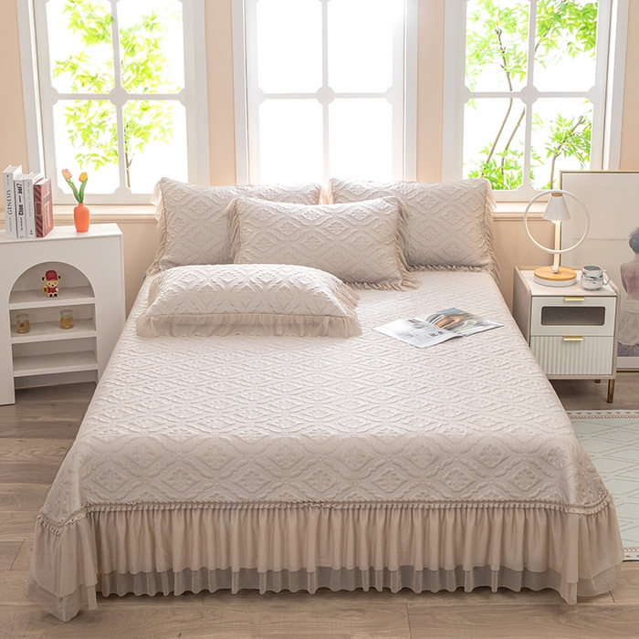 91家纺网 家纺一手货源 找家纺 木兰花 2026新款凉豆豆款PE高分子复合凉感席床盖款凉席三件套-可配同色系夏被(控价228) 清凉夏日-咖啡