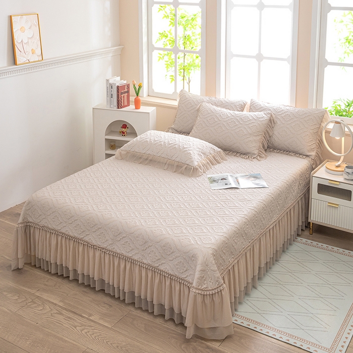 91家纺网 家纺一手货源 找家纺 木兰花 2026新款凉豆豆款PE高分子复合凉感席床盖款凉席三件套-可配同色系夏被(控价228) 清凉夏日-咖啡