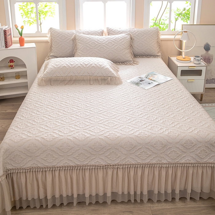 91家纺网 家纺一手货源 找家纺 木兰花 2026新款凉豆豆款PE高分子复合凉感席床盖款凉席三件套-可配同色系夏被(控价228) 清凉夏日-咖啡