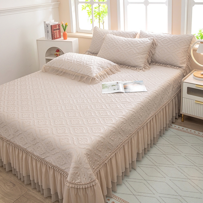 91家纺网 家纺一手货源 找家纺 木兰花 2026新款凉豆豆款PE高分子复合凉感席床盖款凉席三件套-可配同色系夏被(控价228) 清凉夏日-咖啡