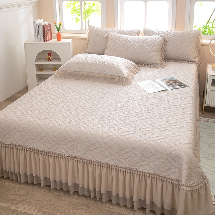 91家纺网 家纺一手货源 找家纺 木兰花 2026新款凉豆豆款PE高分子复合凉感席床盖款凉席三件套-可配同色系夏被(控价228) 清凉夏日-咖啡