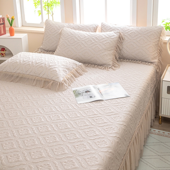 91家纺网 家纺一手货源 找家纺 木兰花 2026新款凉豆豆款PE高分子复合凉感席床盖款凉席三件套-可配同色系夏被(控价228) 清凉夏日-咖啡