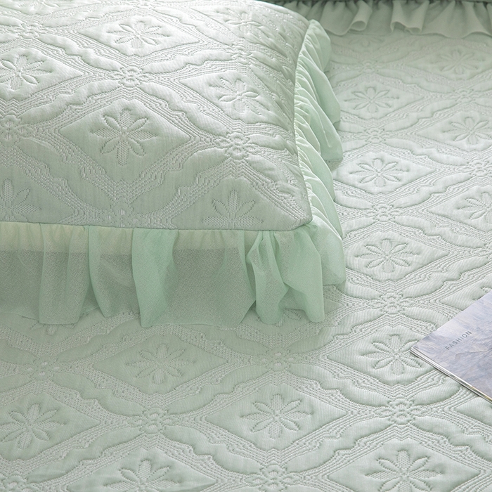 91家纺网 家纺一手货源 找家纺 木兰花 2026新款凉豆豆款PE高分子复合凉感席床盖款凉席三件套-可配同色系夏被(控价228) 清凉夏日-绿色