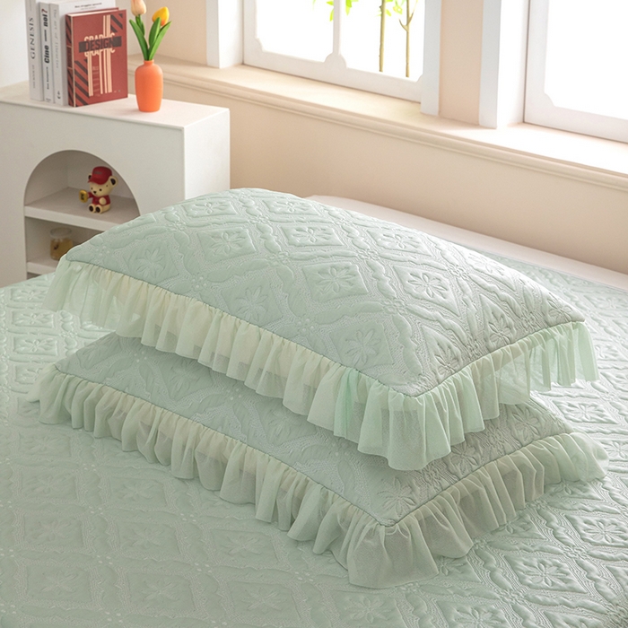 91家纺网 家纺一手货源 找家纺 木兰花 2026新款凉豆豆款PE高分子复合凉感席床盖款凉席三件套-可配同色系夏被(控价228) 清凉夏日-绿色