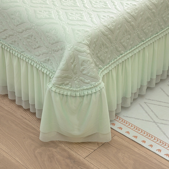 91家纺网 家纺一手货源 找家纺 木兰花 2026新款凉豆豆款PE高分子复合凉感席床盖款凉席三件套-可配同色系夏被(控价228) 清凉夏日-绿色