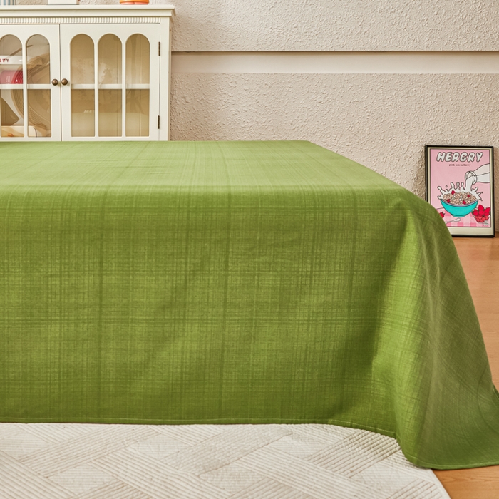 91家纺网 家纺一手货源 找家纺 爱彼家纺 2026夏季新款亲肤原棉老粗布透气印花床单单件热门热门床单款新升级-细沙老粗布 纯绿