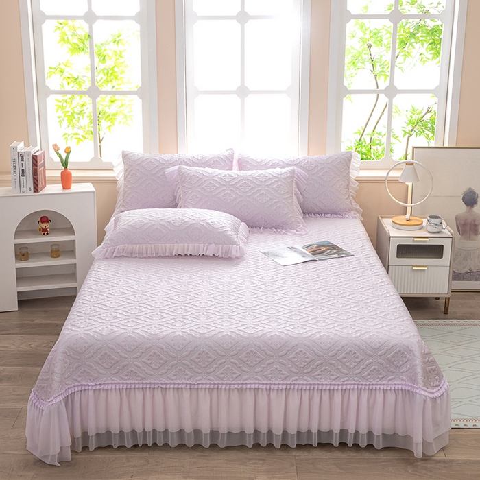 91家纺网 家纺一手货源 找家纺 木兰花 2026新款凉豆豆款PE高分子复合凉感席床盖款凉席三件套-可配同色系夏被(控价228) 清凉夏日-紫色