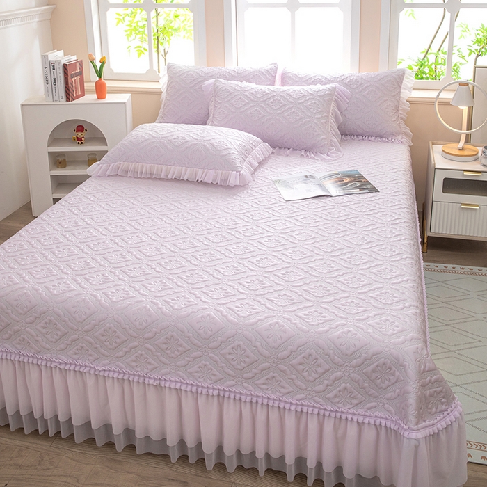 91家纺网 家纺一手货源 找家纺 木兰花 2026新款凉豆豆款PE高分子复合凉感席床盖款凉席三件套-可配同色系夏被(控价228) 清凉夏日-紫色