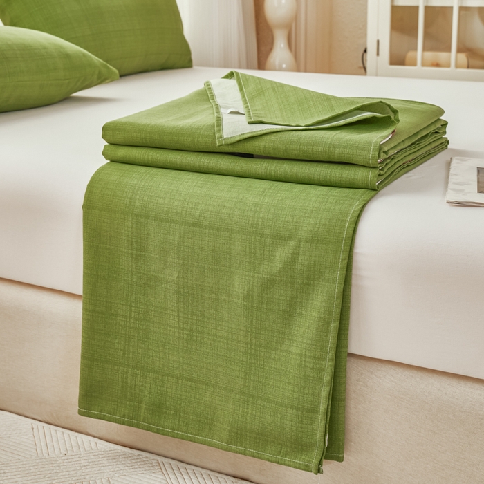 91家纺网 家纺一手货源 找家纺 爱彼家纺 2026夏季新款亲肤原棉老粗布透气印花床单单件热门热门床单款新升级-细沙老粗布 纯绿