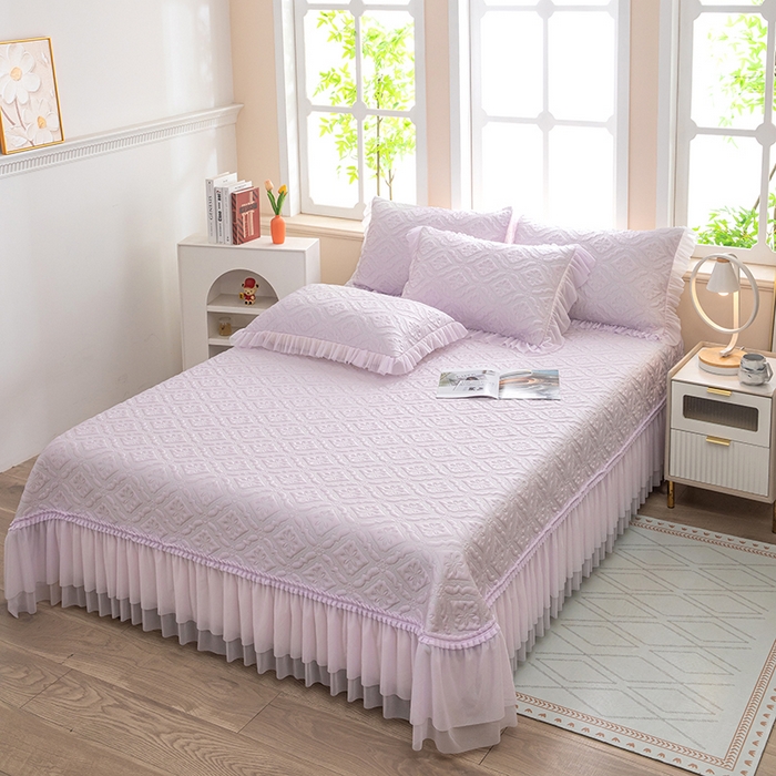 91家纺网 家纺一手货源 找家纺 木兰花 2026新款凉豆豆款PE高分子复合凉感席床盖款凉席三件套-可配同色系夏被(控价228) 清凉夏日-紫色