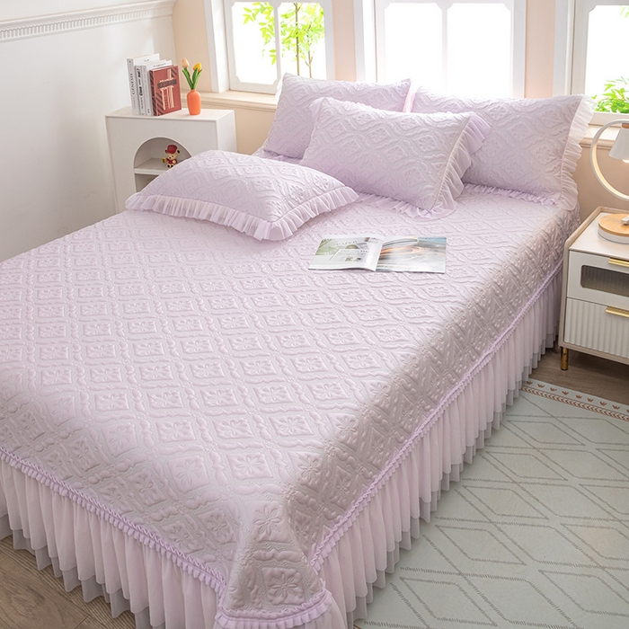 91家纺网 家纺一手货源 找家纺 木兰花 2026新款凉豆豆款PE高分子复合凉感席床盖款凉席三件套-可配同色系夏被(控价228) 清凉夏日-紫色