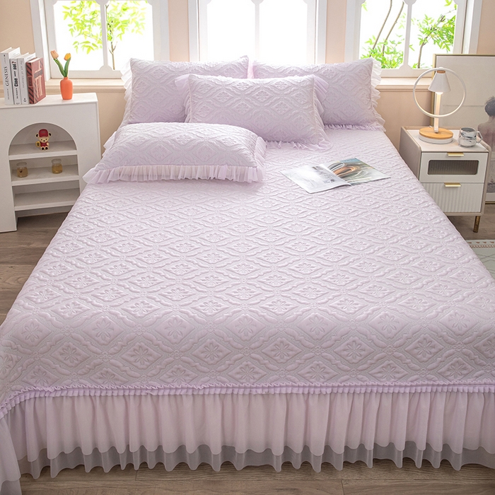 91家纺网 家纺一手货源 找家纺 木兰花 2026新款凉豆豆款PE高分子复合凉感席床盖款凉席三件套-可配同色系夏被(控价228) 清凉夏日-紫色