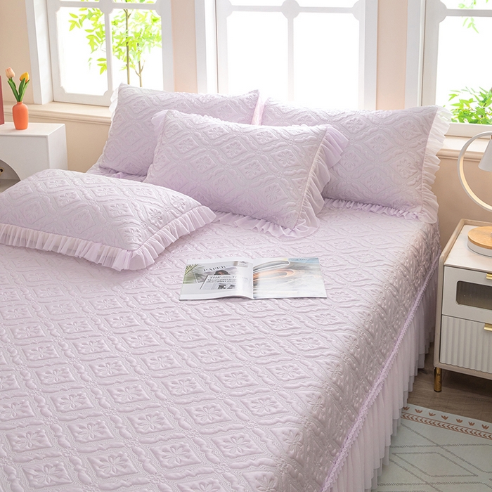 91家纺网 家纺一手货源 找家纺 木兰花 2026新款凉豆豆款PE高分子复合凉感席床盖款凉席三件套-可配同色系夏被(控价228) 清凉夏日-紫色