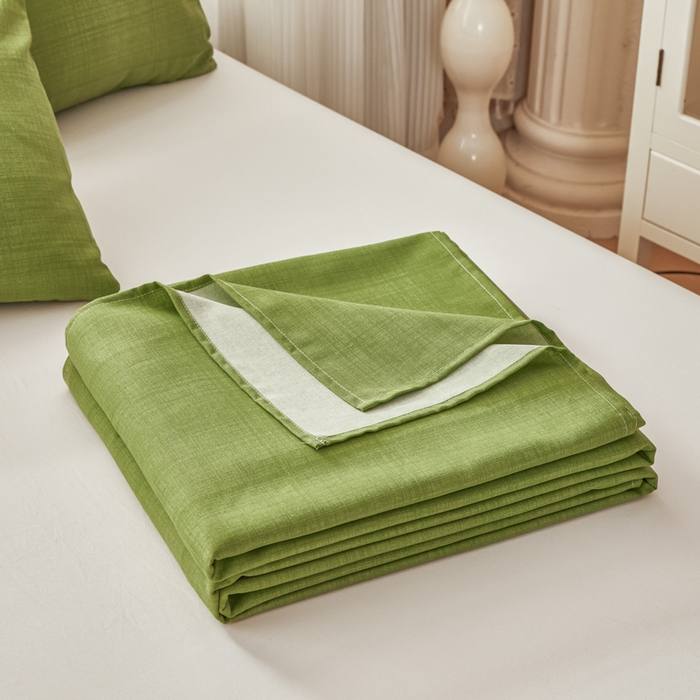 91家纺网 家纺一手货源 找家纺 爱彼家纺 2026夏季新款亲肤原棉老粗布透气印花床单单件热门热门床单款新升级-细沙老粗布 纯绿