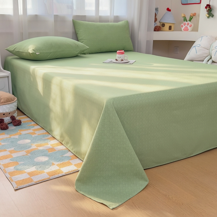 91家纺网 家纺一手货源 找家纺 爱彼家纺 2026夏季新款亲肤原棉老粗布透气印花床单单件热门热门床单款新升级-细沙老粗布 橄榄绿