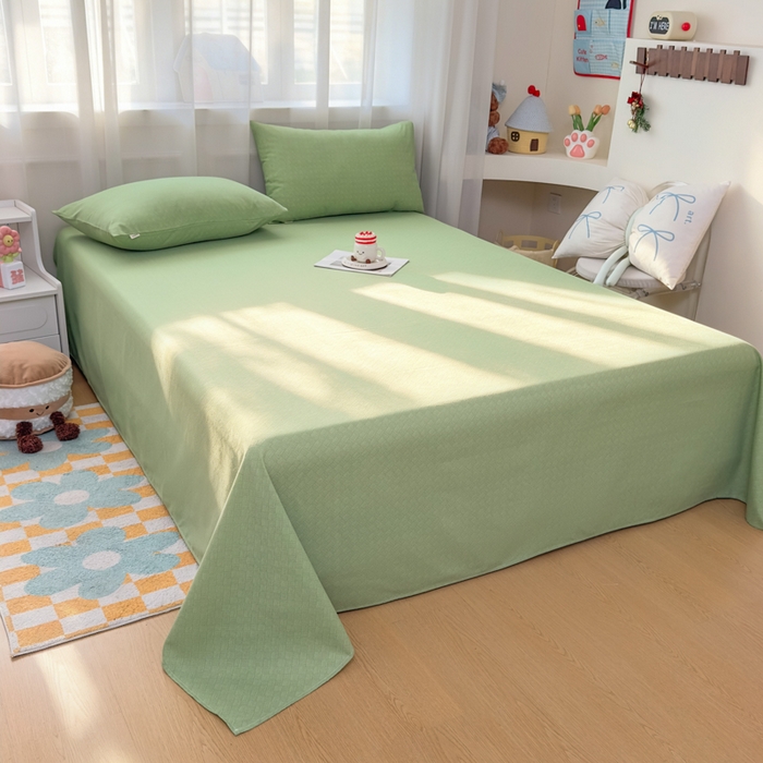 91家纺网 家纺一手货源 找家纺 爱彼家纺 2026夏季新款亲肤原棉老粗布透气印花床单单件热门热门床单款新升级-细沙老粗布 橄榄绿