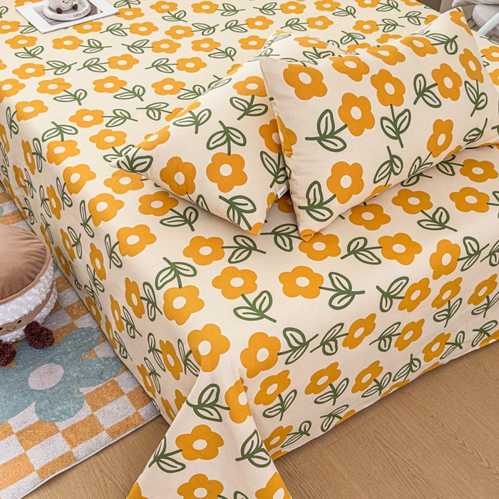 91家纺网 家纺一手货源 找家纺 爱彼家纺 2026夏季新款亲肤原棉老粗布透气印花床单单件热门热门床单款新升级-细沙老粗布 花海