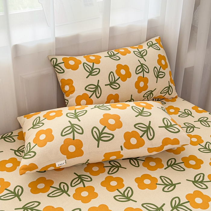 91家纺网 家纺一手货源 找家纺 爱彼家纺 2026夏季新款亲肤原棉老粗布透气印花床单单件热门热门床单款新升级-细沙老粗布 花海