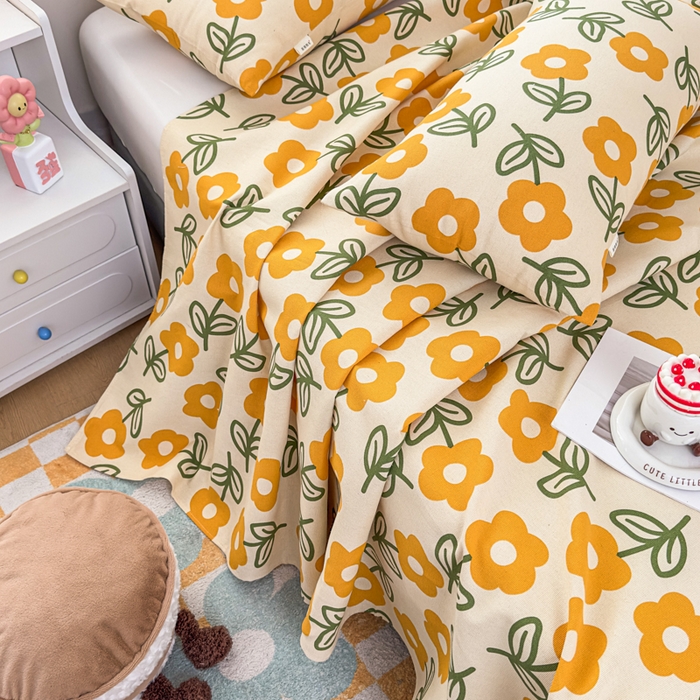 91家纺网 家纺一手货源 找家纺 爱彼家纺 2026夏季新款亲肤原棉老粗布透气印花床单单件热门热门床单款新升级-细沙老粗布 花海