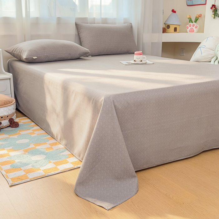 91家纺网 家纺一手货源 找家纺 爱彼家纺 2026夏季新款亲肤原棉老粗布透气印花床单单件热门热门床单款新升级-细沙老粗布 卡其