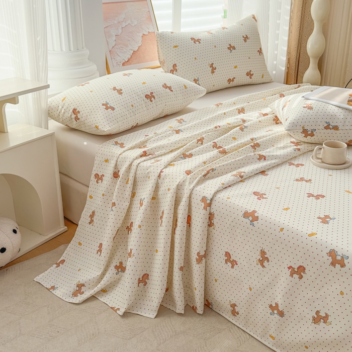 91家纺网 家纺一手货源 找家纺 爱彼家纺 2026夏季新款亲肤原棉老粗布透气印花床单单件热门热门床单款新升级-细沙老粗布 马上发财