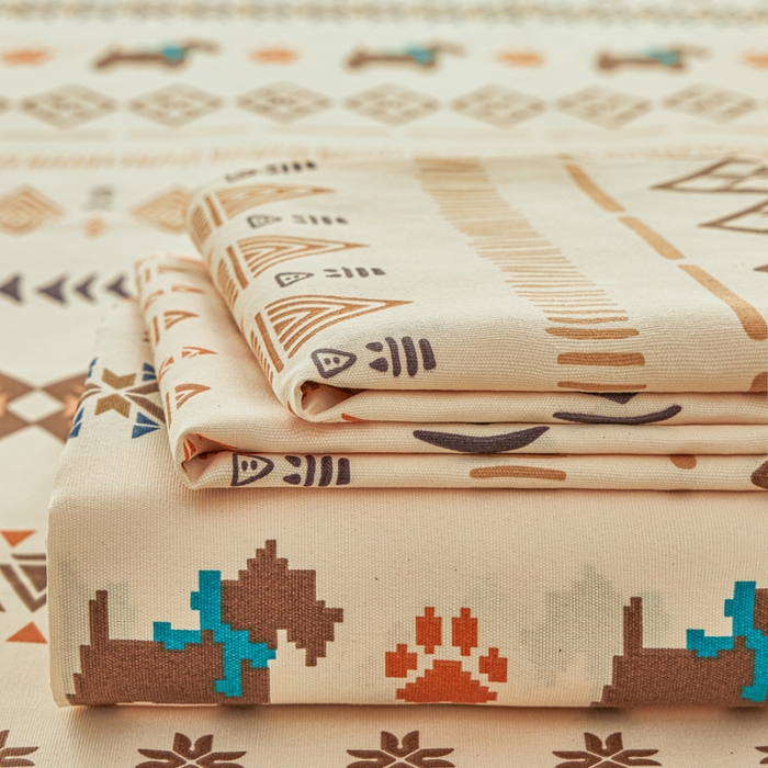 爱彼家纺 2026夏季新款亲肤原棉老粗布透气印花床单单件热门热门床单款新升级-细沙老粗布 摩洛哥小狗