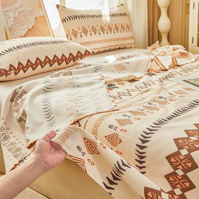 91家纺网 家纺一手货源 找家纺 爱彼家纺 2026夏季新款亲肤原棉老粗布透气印花床单单件热门热门床单款新升级-细沙老粗布 摩洛哥小狗