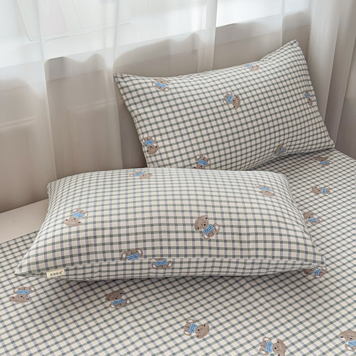 91家纺网 家纺一手货源 找家纺 爱彼家纺 2026夏季新款亲肤原棉老粗布透气印花床单单件热门热门床单款新升级-细沙老粗布 小熊之家