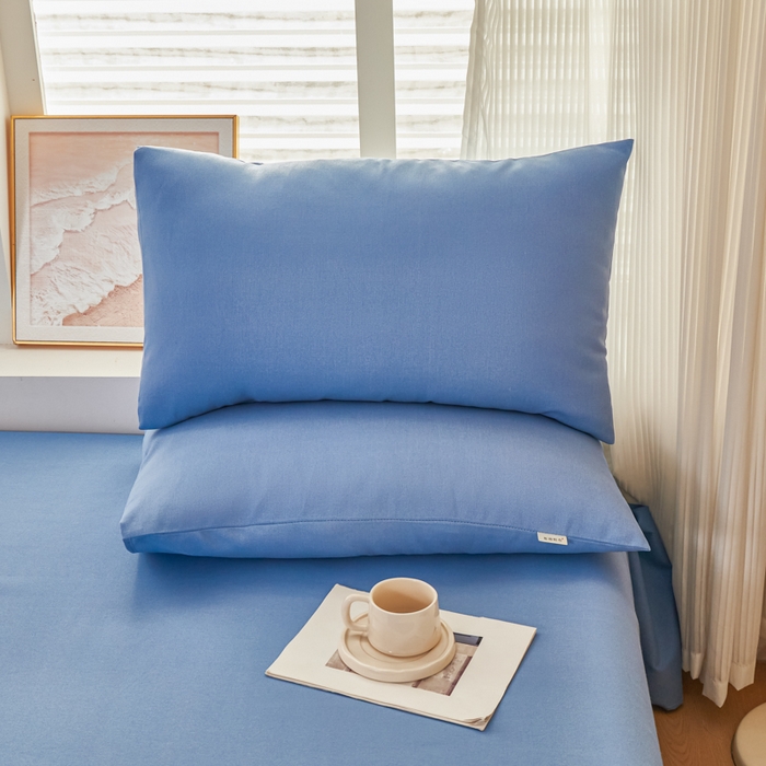 91家纺网 家纺一手货源 找家纺 爱彼家纺 2026夏季新款亲肤原棉老粗布透气印花床单单件热门热门床单款新升级-细沙老粗布 星海蓝