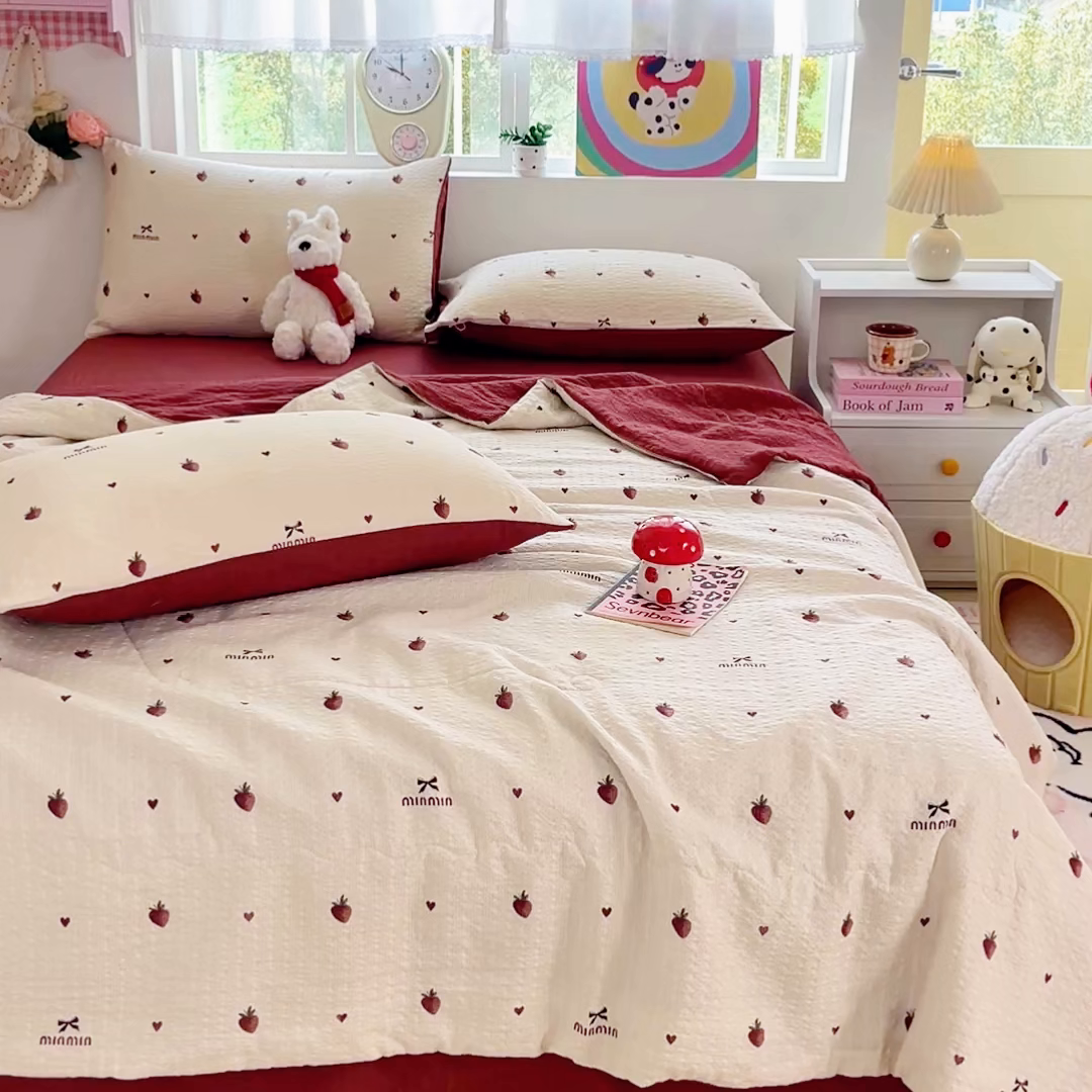 91家纺网 家纺一手货源 找家纺 （总）利禾家纺 2026春夏新款泡芙纱简约夏被四件套夏凉被空调被