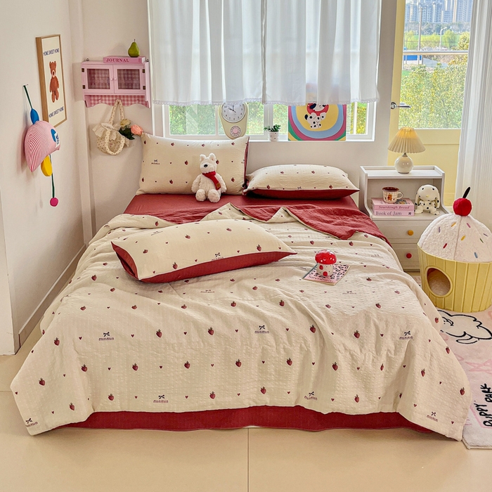 91家纺网 家纺一手货源 找家纺 （总）利禾家纺 2026春夏新款泡芙纱简约夏被四件套夏凉被空调被