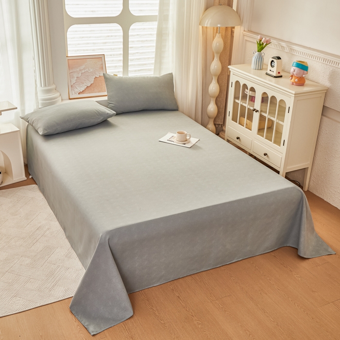 91家纺网 家纺一手货源 找家纺 爱彼家纺 2026夏季新款亲肤原棉老粗布透气印花床单单件热门热门床单款新升级-细沙老粗布 星空灰