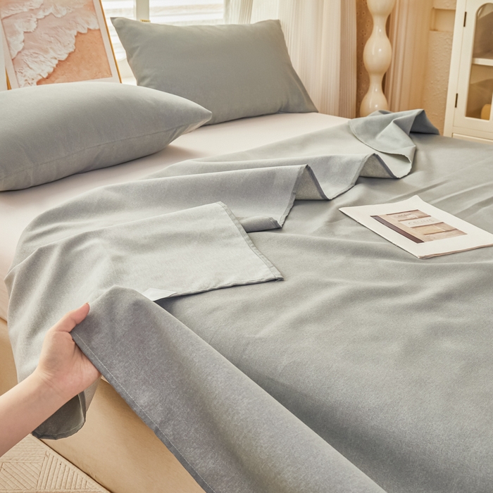 91家纺网 家纺一手货源 找家纺 爱彼家纺 2026夏季新款亲肤原棉老粗布透气印花床单单件热门热门床单款新升级-细沙老粗布 星空灰