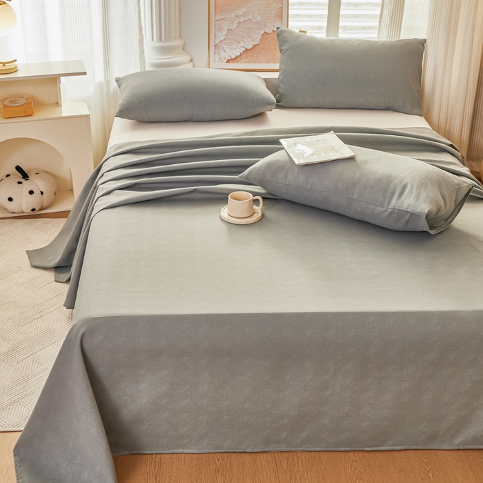 91家纺网 家纺一手货源 找家纺 爱彼家纺 2026夏季新款亲肤原棉老粗布透气印花床单单件热门热门床单款新升级-细沙老粗布 星空灰