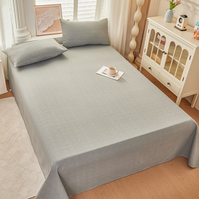 91家纺网 家纺一手货源 找家纺 爱彼家纺 2026夏季新款亲肤原棉老粗布透气印花床单单件热门热门床单款新升级-细沙老粗布 星空灰