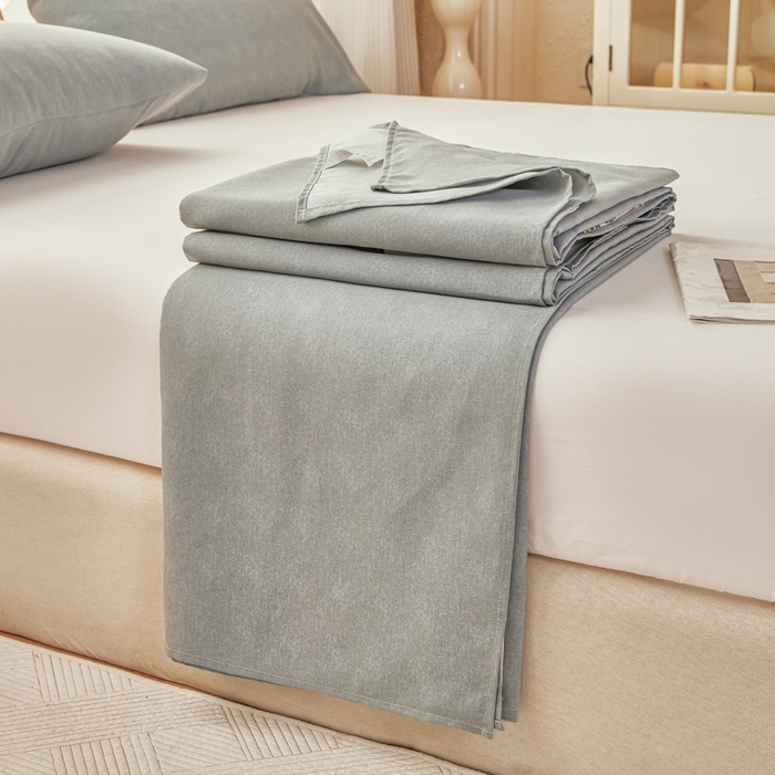 91家纺网 家纺一手货源 找家纺 爱彼家纺 2026夏季新款亲肤原棉老粗布透气印花床单单件热门热门床单款新升级-细沙老粗布 星空灰