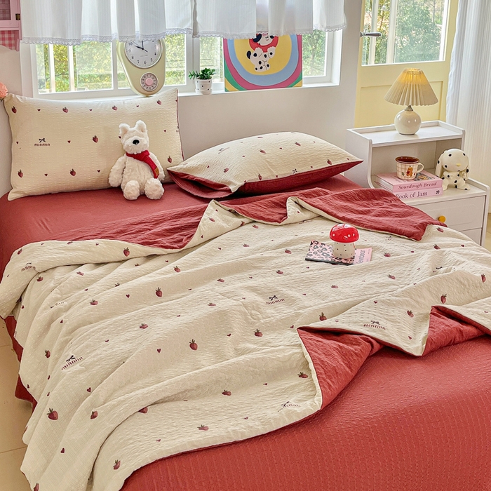 91家纺网 家纺一手货源 找家纺 （总）利禾家纺 2026春夏新款泡芙纱简约夏被四件套夏凉被空调被