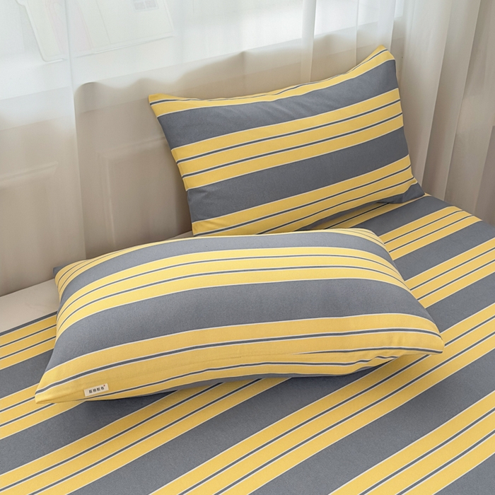 91家纺网 家纺一手货源 找家纺 爱彼家纺 2026夏季新款亲肤原棉老粗布透气印花床单单件热门热门床单款新升级-细沙老粗布 约定条纹