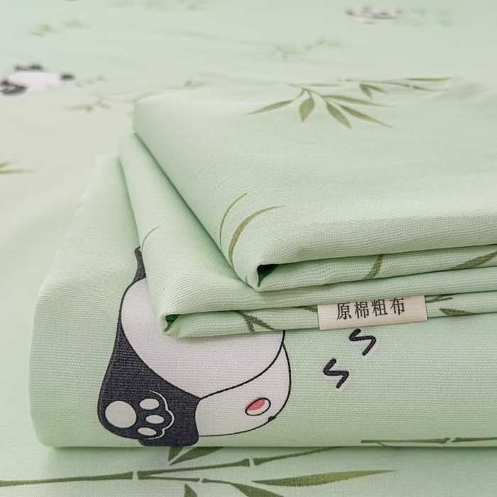 爱彼家纺 2026夏季新款亲肤原棉老粗布透气印花床单单件热门热门床单款新升级-细沙老粗布 竹小熊