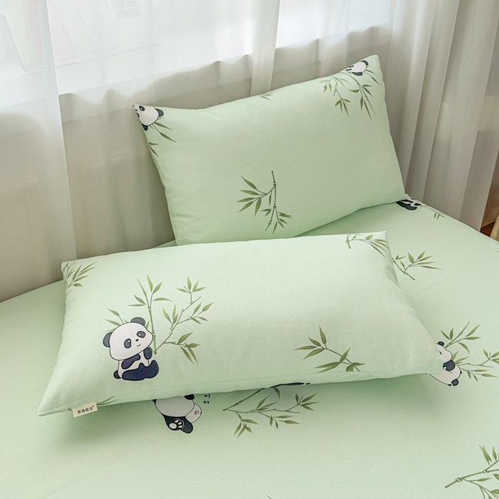 91家纺网 家纺一手货源 找家纺 爱彼家纺 2026夏季新款亲肤原棉老粗布透气印花床单单件热门热门床单款新升级-细沙老粗布 竹小熊