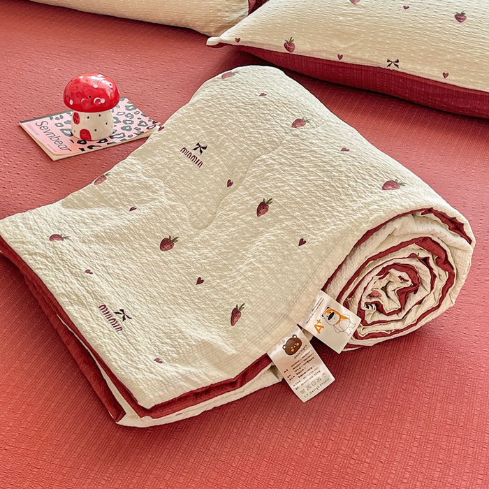 91家纺网 家纺一手货源 找家纺 （总）利禾家纺 2026春夏新款泡芙纱简约夏被四件套夏凉被空调被