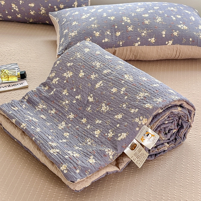 91家纺网 家纺一手货源 找家纺 （总）利禾家纺 2026春夏新款泡芙纱简约夏被四件套夏凉被空调被