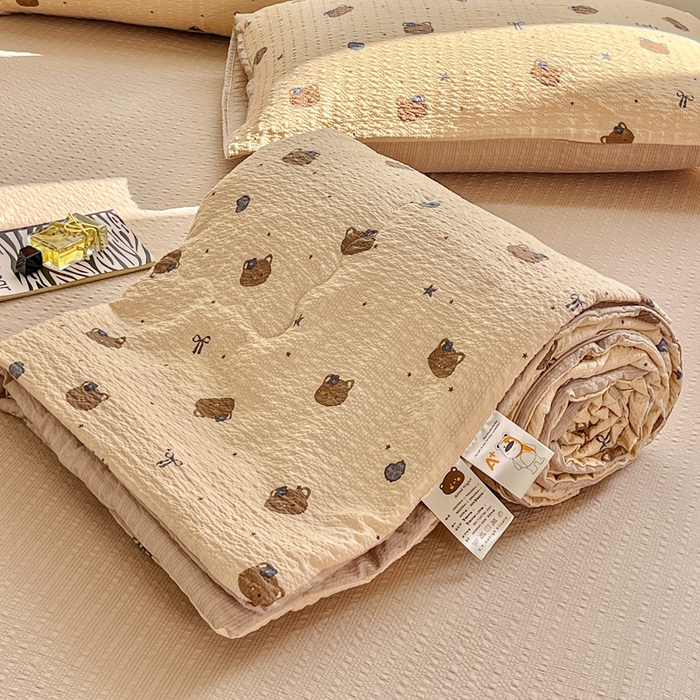 91家纺网 家纺一手货源 找家纺 （总）利禾家纺 2026春夏新款泡芙纱简约夏被四件套夏凉被空调被