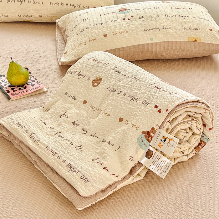 91家纺网 家纺一手货源 找家纺 （总）利禾家纺 2026春夏新款泡芙纱简约夏被四件套夏凉被空调被