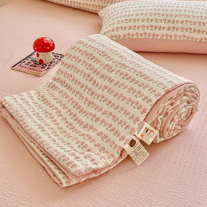 利禾家纺 2026春夏新款泡芙纱简约夏被四件套夏凉被空调被 花海-简约