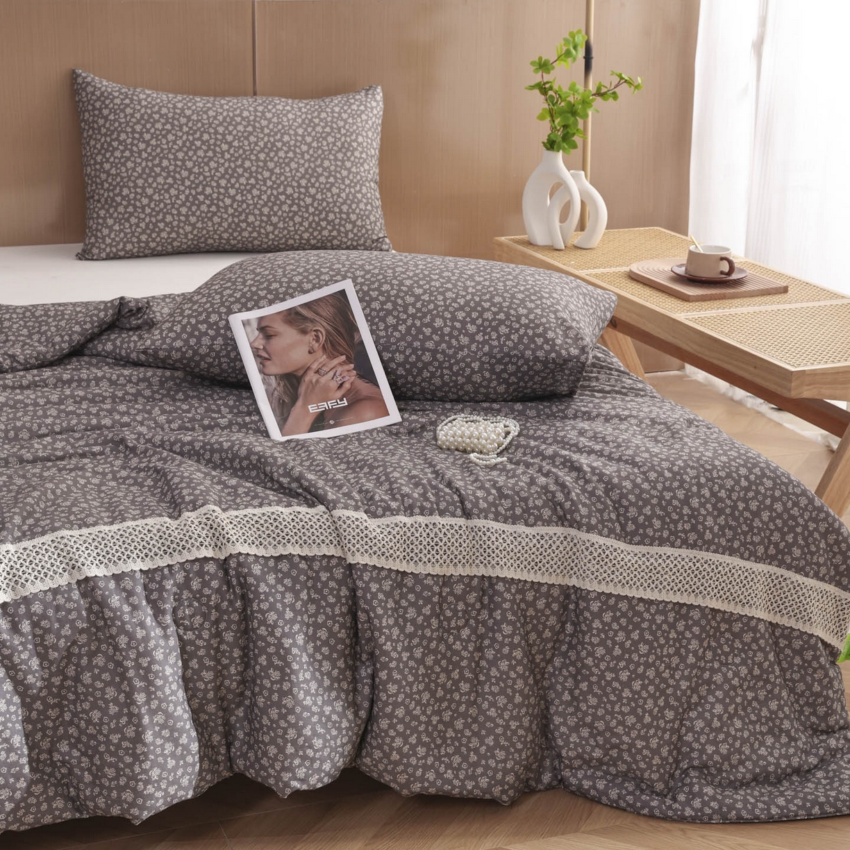 91家纺网 家纺一手货源 找家纺 尊妙被业 2026新款全棉双层纱蚕蛹蛋白抗菌夏被被子被芯 花影