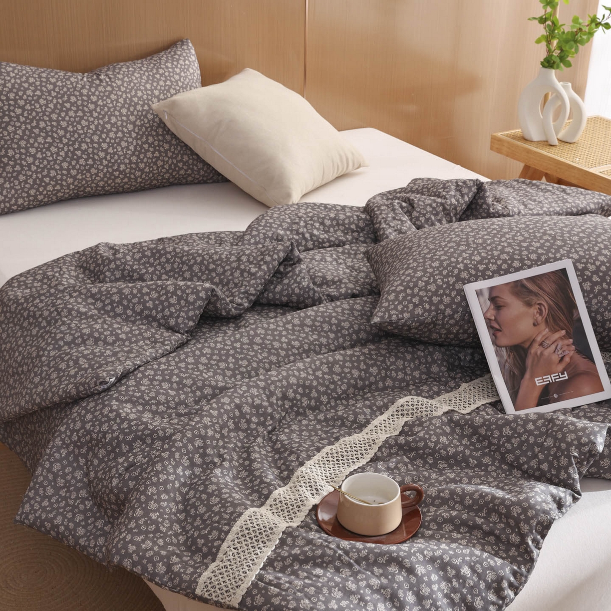 91家纺网 家纺一手货源 找家纺 尊妙被业 2026新款全棉双层纱蚕蛹蛋白抗菌夏被被子被芯 花影