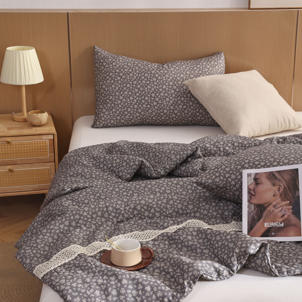 91家纺网 家纺一手货源 找家纺 尊妙被业 2026新款全棉双层纱蚕蛹蛋白抗菌夏被被子被芯 花影