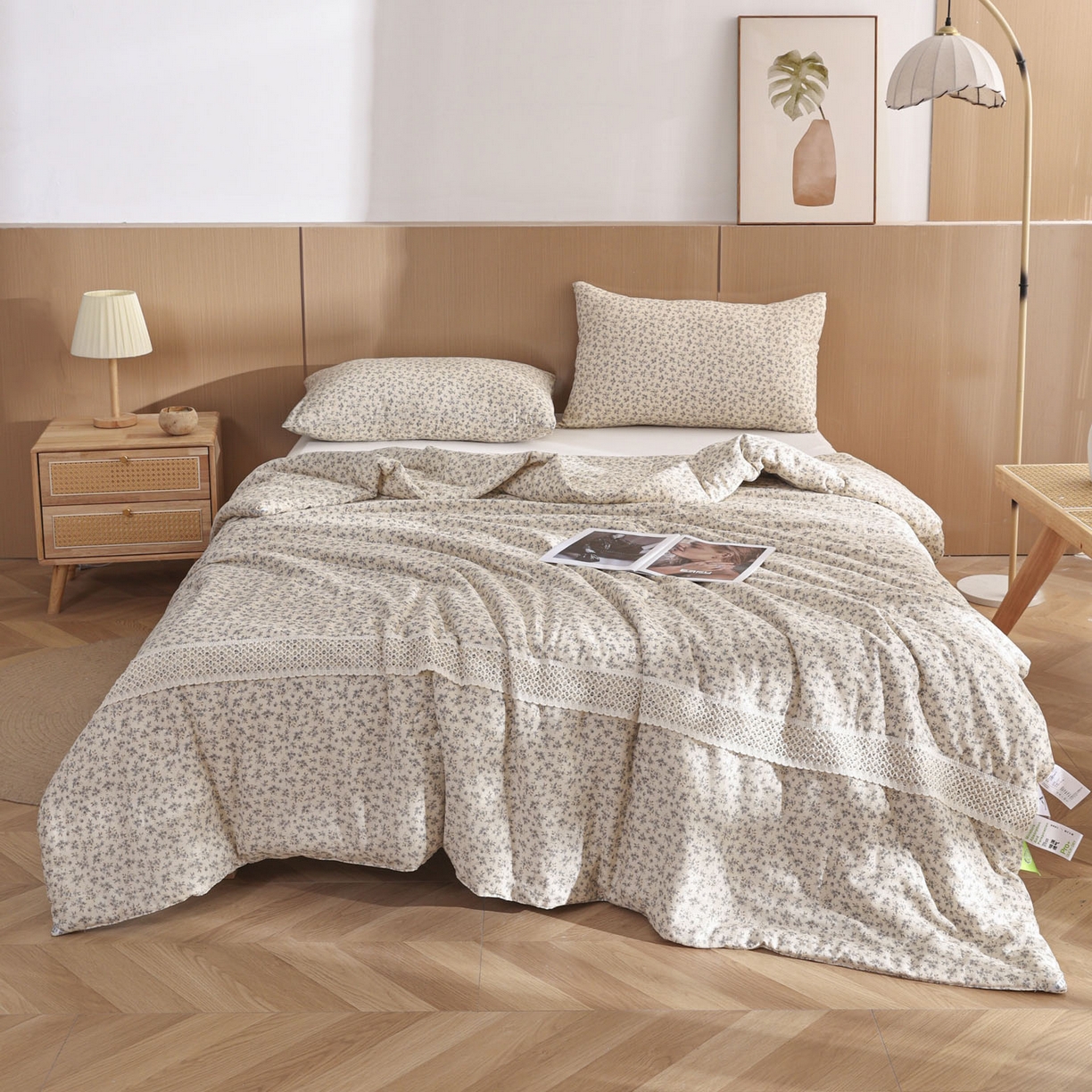 91家纺网 家纺一手货源 找家纺 尊妙被业 2026新款全棉双层纱蚕蛹蛋白抗菌夏被被子被芯 锦织-米